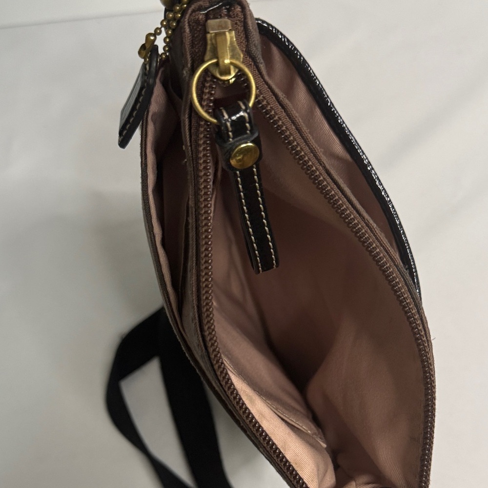 Coach Signature Brown and Black Crossbody Bag - Picture 4 of 7